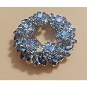 Crown TRIFARI blue sapphire Wreath brooch Alfred Philippe 1959 2" dia.